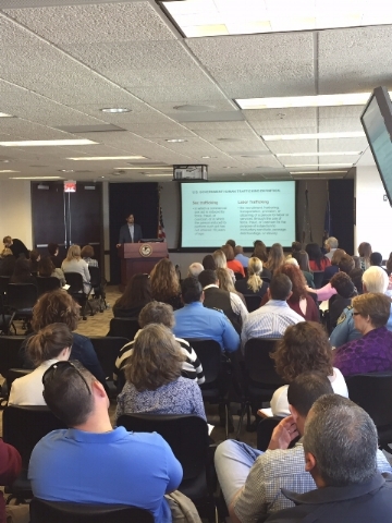 Task force members attend a training on human trafficking